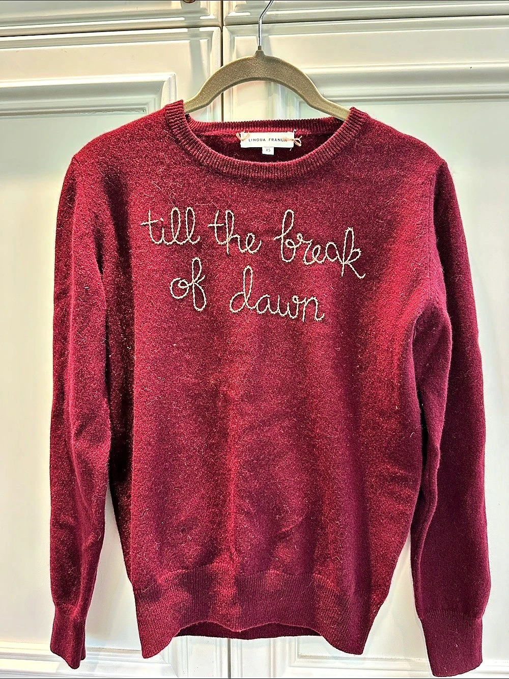 Lingua Franca Till The Break Of Dawn Embroidered Cashmere Sweater Cashmere